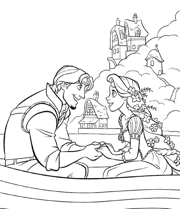 coloriage raiponce romance sur l eau